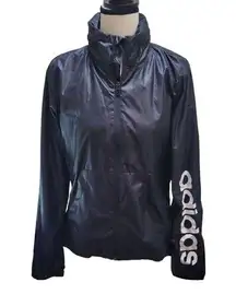 Adidas Linear Windbreaker w/ Zipup Hood Jacket Size XS Black