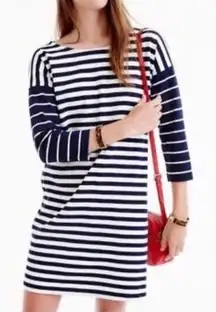 J. Crew Blue & White Stripe 3/4 Sleeve Nautical‎ T-Shirt Jersey Dress