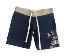 Aeropostale Sweat Shorts Womens Size XS Blue Gray Cut Off Draw Strings Lounge