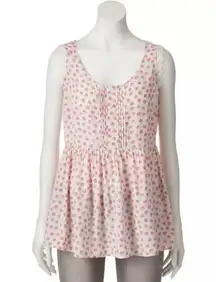 Polka Dot Lace-Trim Babydoll Tank Size XS