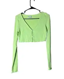 Urban Outfitters Bright Green Cropped Cardigan Size Large