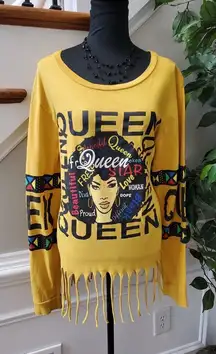 On Fire Womens Yellow 100% Cotton Crew Neck Long Sleeve Casual Top Shirt Size 2X