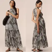 Anthropologie The Somerset Chiffon Maxi Dress in Black Floral Size XL NWT