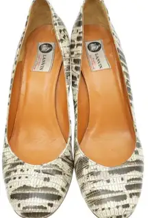 Lanvin Black and Cream Patterned Heels