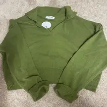 Olive Green Double Zero Cropped Sweater. Size L.