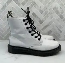 Dr Doc Dr. Martens Luana White Leather Boots Combat Lace Up Womens Size 8‎