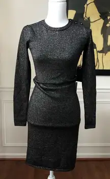 NWT Vince Camuto Black Gold Sparkle Metallic Dress XS