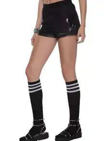 Tripp NYC Black Mesh Vinyl Star Shorts Small