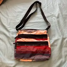 LeSportsac Classic Kylie Crossbody Bag 3 Pocket Striped Colored Mountains