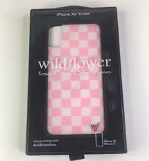 New Wildflower IPhone X/Xs Pink and White Neon Checked Case