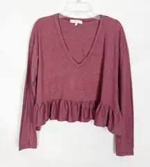 UOF Truly Madly Deeply Ruffle Hem Oversized Cropped Top Size XS