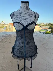 Seduction Frederick’s of Hollywood open bust lace garter slip dress lingerie XS