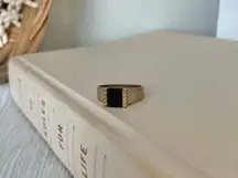 Black Square Signet Tarnished Gold Ring “Ravenna” Men’s Masculine Classic Neutral Jewelry