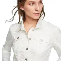 Pilcro and the Letterpress Denim Jacket Button Up Collared Long Sleeve White S