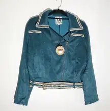 NWT Jaase Boho Blue Suede Jacket with Buckle