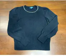 Draper James Classy Preppy Academia Pullover Sweater Women Medium Black Neutral