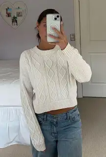 Hollister Cable Knit Sweater White