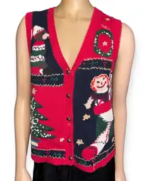 Vintage Capacity women’s Festive Red and Black Women's Sweater Vest size M