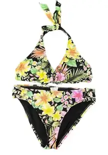 Gibson Latimer Women's Medium Floral Print Halter Bikini Set‎ Swimwear
