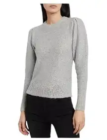 Frame Silver Sequin Puff Sleeve Sweater