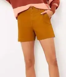 Loft 10 Washed Twill High Rise‎ Shorts Mustard Yellow Pockets Work Summer Spring