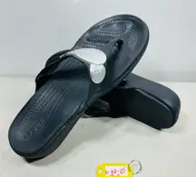 Crocs Sanrah Circle Wedge Flip Sandals Size 7 Black/Silver 7