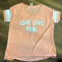 VS Pink V-neck short sleeved oversized T-shirt