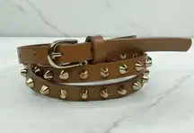 Brown Studded Faux Leather Belt Medium (M) ✨