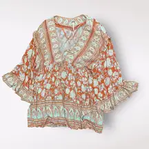 Free People Moonlight Dance Tunic Top‎ Coral Size S