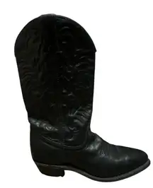 ACME VTG Black Embossed Leather Heeled Boots