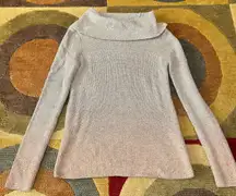 White House Black Market Cowl Neck Sweater Sparkly Silver Light Pink Ombre Small