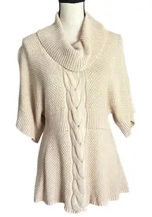 Calvin Klein Jeans Cowl Neck Cable Stitched Flare Sweater. SZ. L