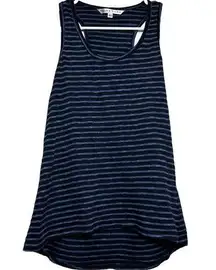 Trina Turk Tank Top Sleeveless Scoop Neck Hi-Lo Hem Racerback Striped Navy XS