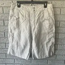 Pete and Greta Johnny Was Shorts Womens 6 Linen Gray Bermuda Lightweight