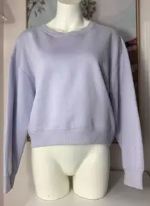 ZARA Light Purple Lavender Crewneck Sweatshirt Cotton Blend Pullover Size Large
