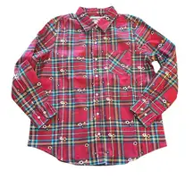 Red Plaid Button-Up Shirt vintage