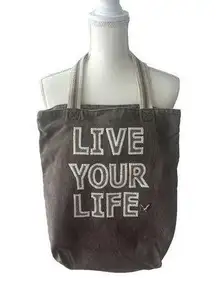 AMERICAN EAGLE Live You LIfe Brown Tote Bag