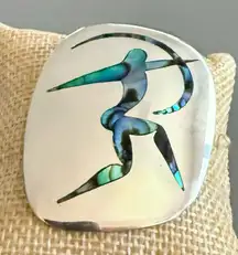 VTG Taxco Mexico Sterling Silver Pendant or Pin 20 Grams Abalone Inlay STUNNING