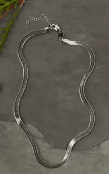 Jennifer Zeuner Allie Necklace silver herringbone neutral minimalist everyday