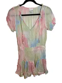 Skylar + Madison Pastel Watercolor Swiss Dot Smocked Mini Dress