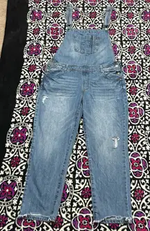 Kensie Distressed Denim Overalls 