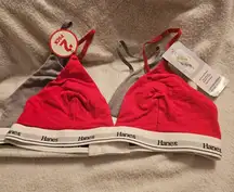 Hanes Originals Women's Triangle Bralette, Breathable Stretch Cotton, 2-Pack Med