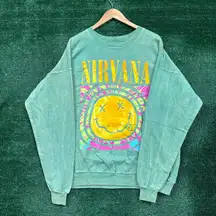 Nirvana Nevermind Grunge Band Mineral Wash Crewneck Sweater XL
