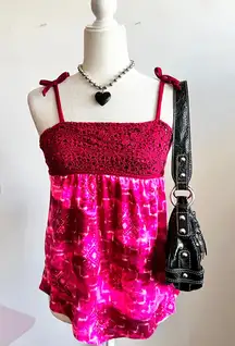 Justice Womens‎ Pink Crochet Babydoll Top Size XS Y2K 2000s Soft Girl