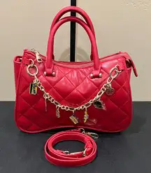 Steve Madden | “Chevy Red” Quilted Satchel w/ Crossbody and Bag Charms