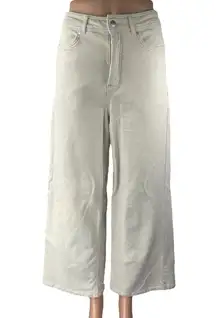 Calla Women's White High Waisted Baggy Palazzo Wide Leg Denim Jeans Size 6