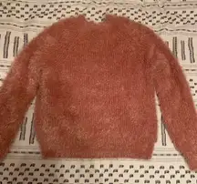 Rose-Gold Cropped Fuzzy Sweater