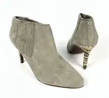 Coach Size 5.5 Dovelyn Gray Suede Snakeskin Heel Ankle Booties Boots