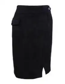 New! Anne Klein Black Scuba Cargo Suede Split Front Officewear Skirt Size 16