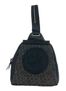 Calvin Klein Mia Backpack Brown Black Logo Women Backpacks Casual Double Zip